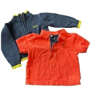 Lot of baby boys tops 12 months, long sleeves DKNY & short sleeves Nautica